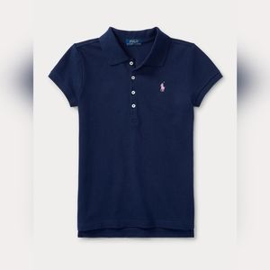 Polo Ralph Lauren Stretch Cotton Mesh Polo Shirt (French Navy, size girls 16)